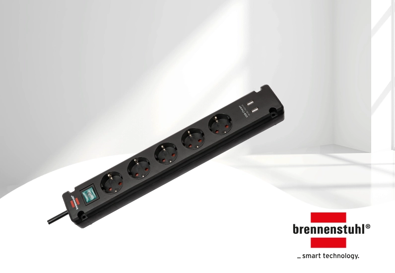 Brennenstuhl Steckdosenleiste 5-fach mit 2 USB-Ladebuchsen 3m