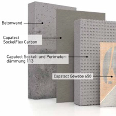 Verarbeitung von Caparol Sockelflex Carbon Weiß